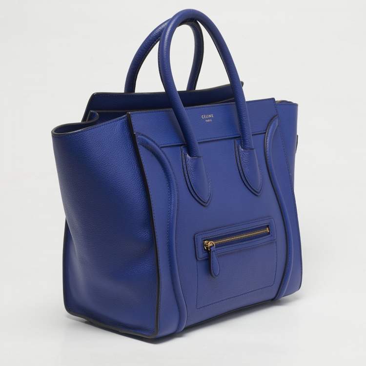 Pre Owned Celine Blue Leather Mini Luggage Tote