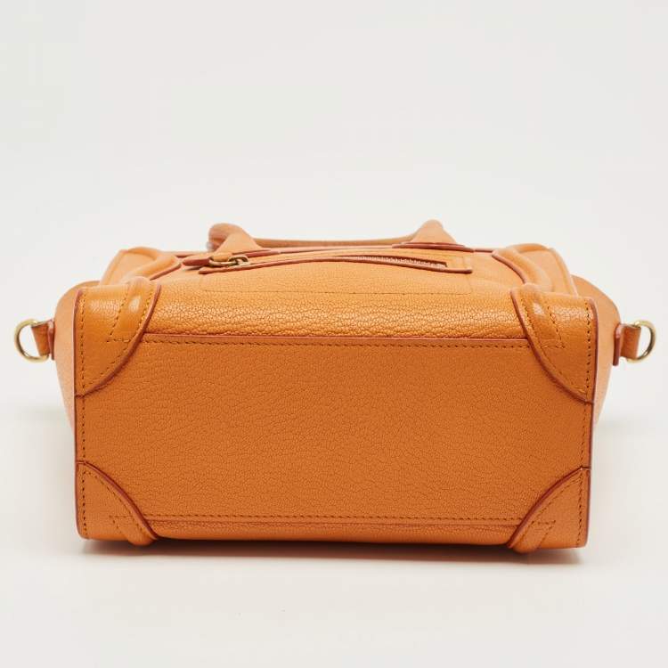 Pre Owned Céline Orange Leather Nano Luggage Tote