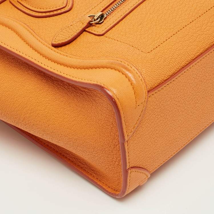 Pre Owned Céline Orange Leather Nano Luggage Tote