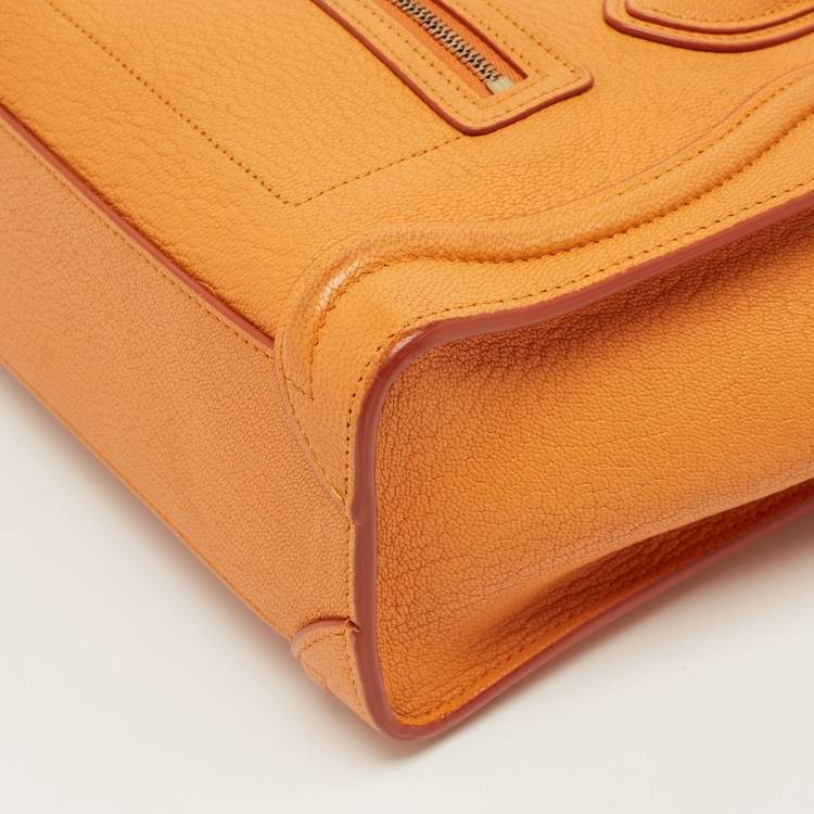 Pre Owned Céline Orange Leather Nano Luggage Tote
