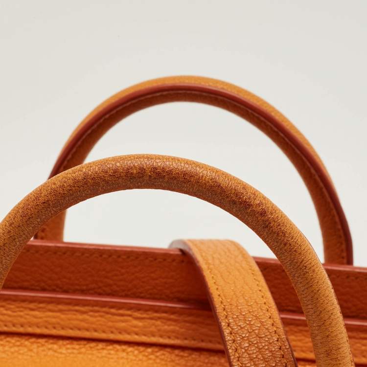 Pre Owned Céline Orange Leather Nano Luggage Tote