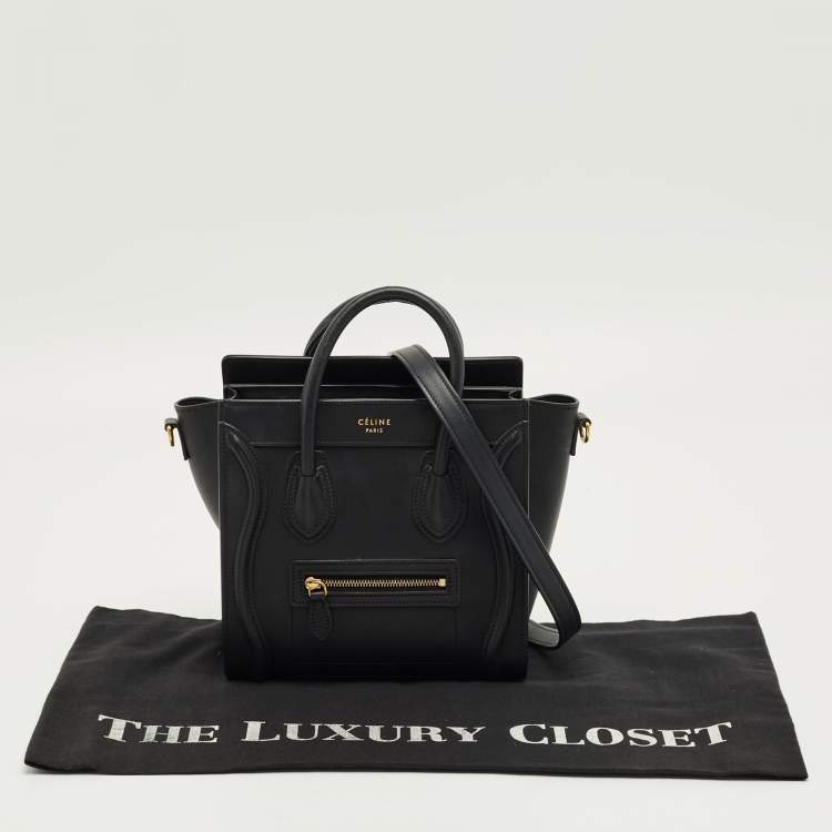 Pre Owned Celine Black Leather Nano Luggage Tote
