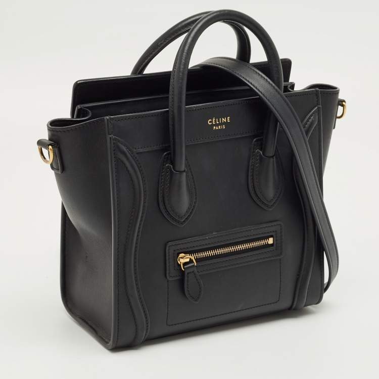 Pre Owned Celine Black Leather Nano Luggage Tote