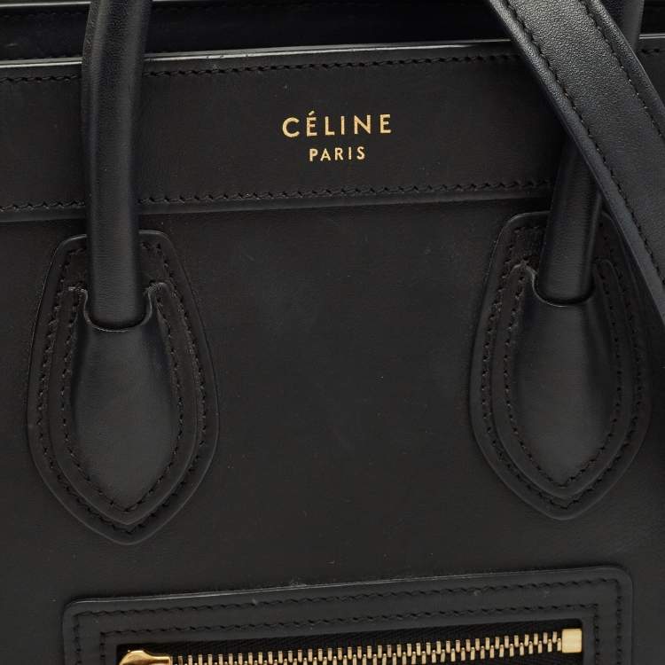 Pre Owned Celine Black Leather Nano Luggage Tote