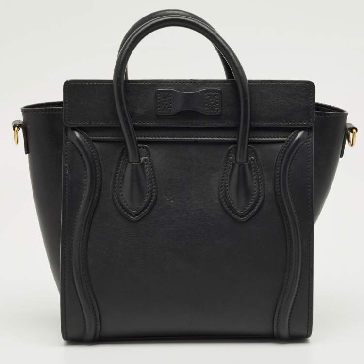 Pre Owned Celine Black Leather Nano Luggage Tote