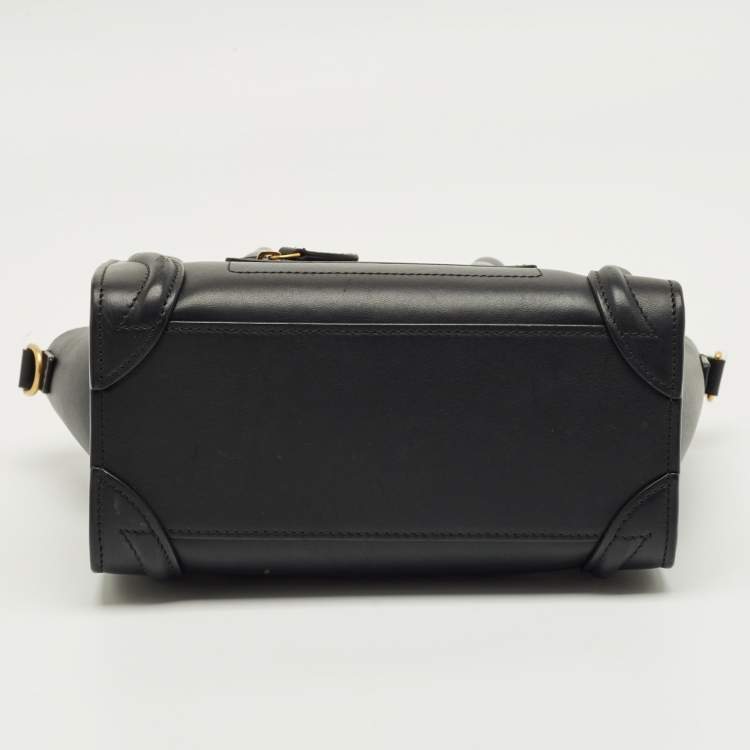 Pre Owned Celine Black Leather Nano Luggage Tote