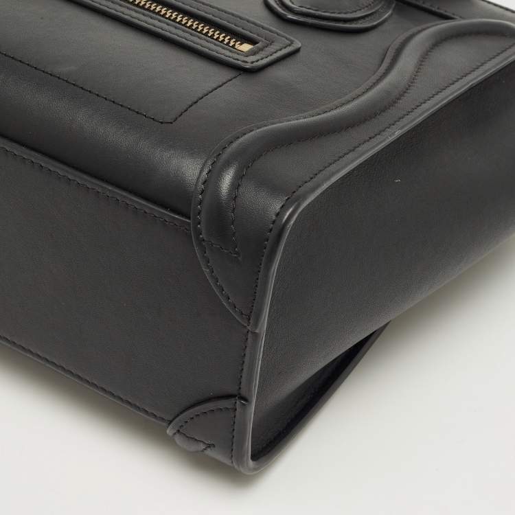 Pre Owned Celine Black Leather Nano Luggage Tote
