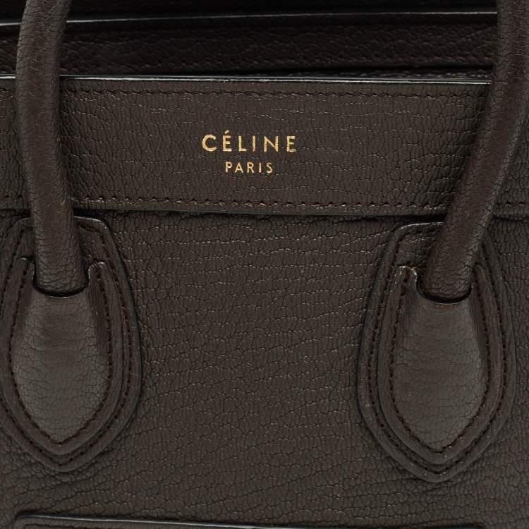 Pre Owned Celine Dark Grey Leather Nano Luggage Tote