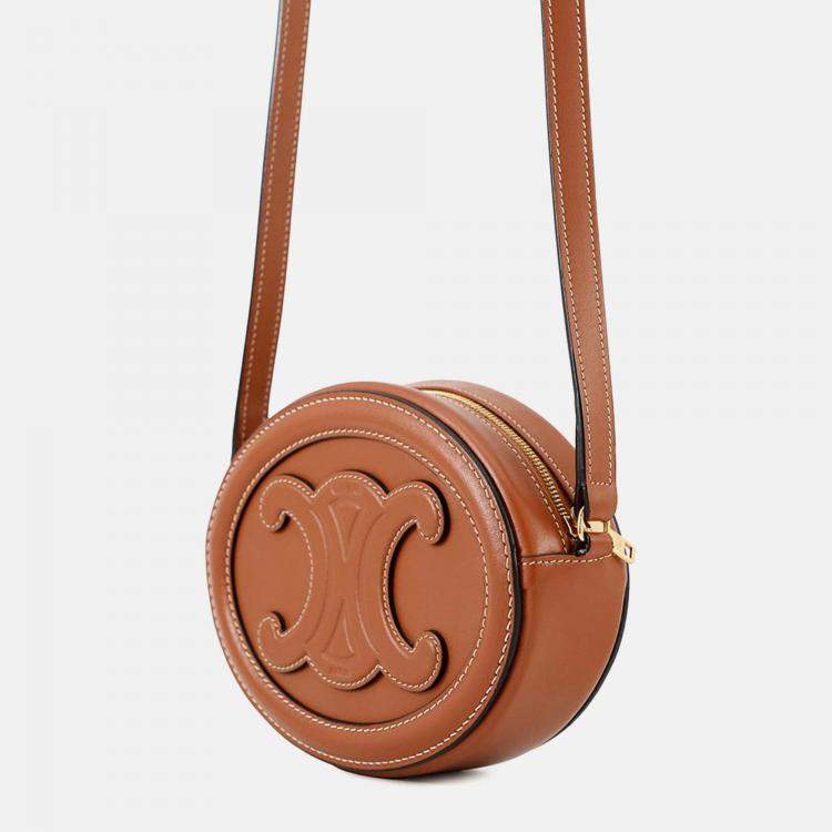 Pre Owned Celine Oval Purse Cuir Triomphe Shoulder Bag Tan Leather