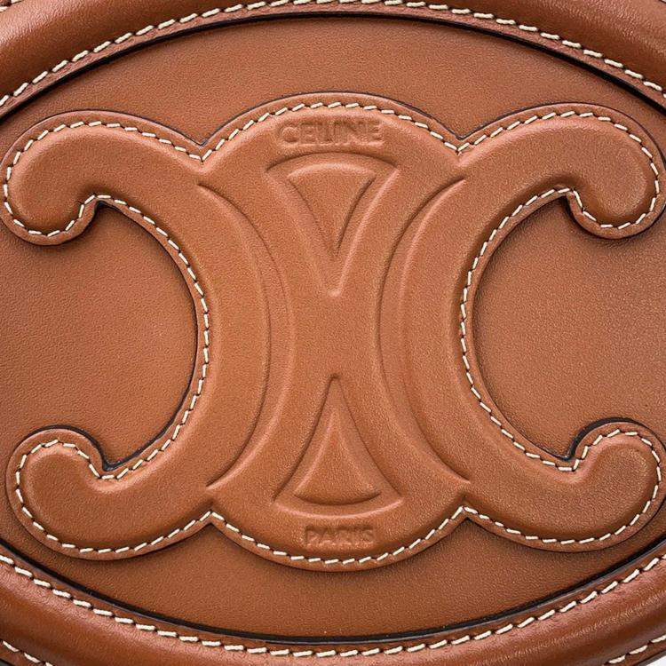 Pre Owned Celine Oval Purse Cuir Triomphe Shoulder Bag Tan Leather