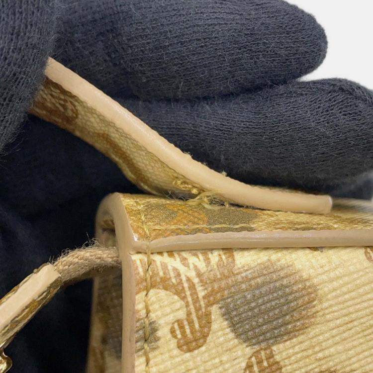 Pre Owned Celine Triomphe Tilly Leopard One-Shoulder Bag Beige Pvc Leather