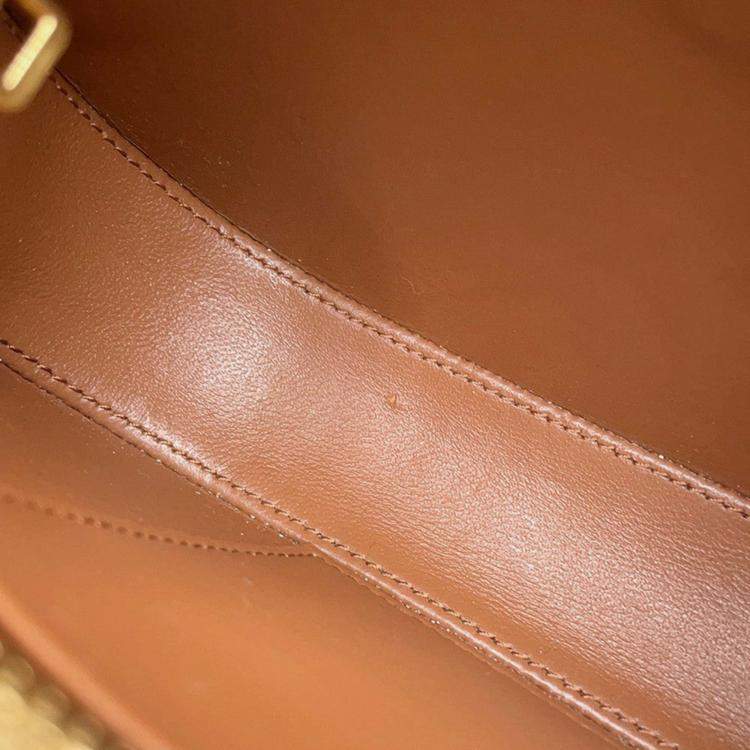 Pre Owned Celine Triomphe Tilly Leopard One-Shoulder Bag Beige Pvc Leather