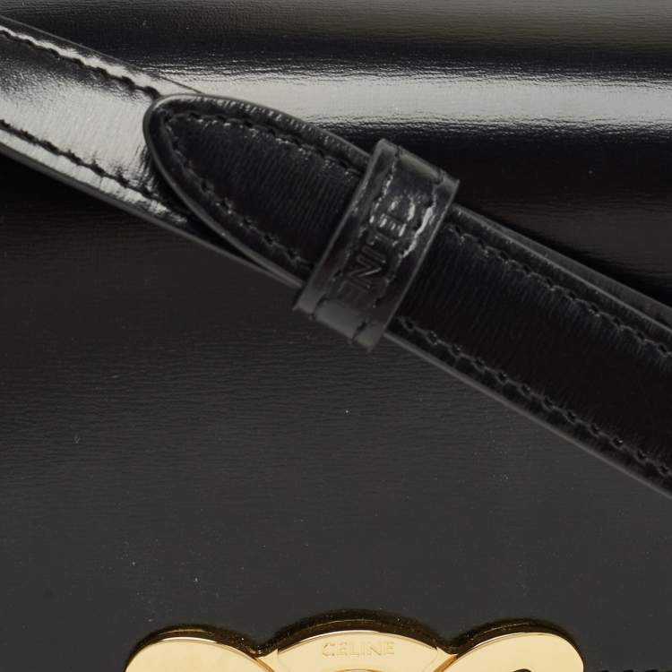 Pre Owned Celine Black Glossy Leather Teen Triomphe Shoulder Bag