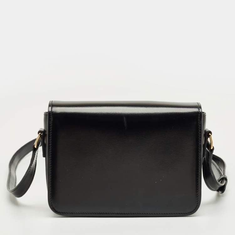 Pre Owned Celine Black Glossy Leather Teen Triomphe Shoulder Bag