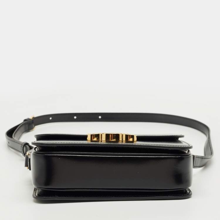 Pre Owned Celine Black Glossy Leather Teen Triomphe Shoulder Bag