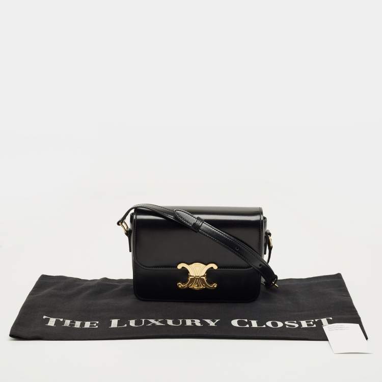 Pre Owned Celine Black Glossy Leather Teen Triomphe Shoulder Bag