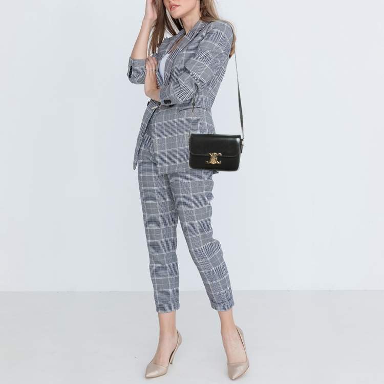 Pre Owned Celine Black Glossy Leather Teen Triomphe Shoulder Bag