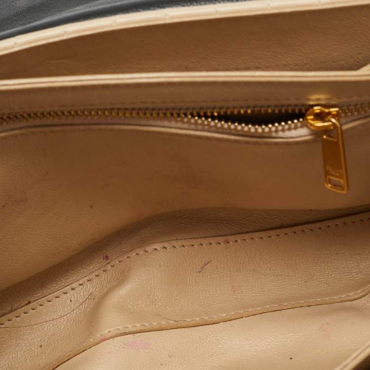Pre Owned Celine Beige/Black Quilted Leather Medium C Bag