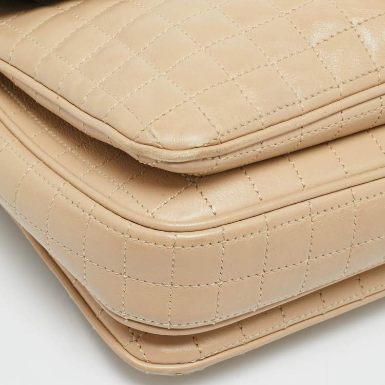 Pre Owned Celine Beige/Black Quilted Leather Medium C Bag