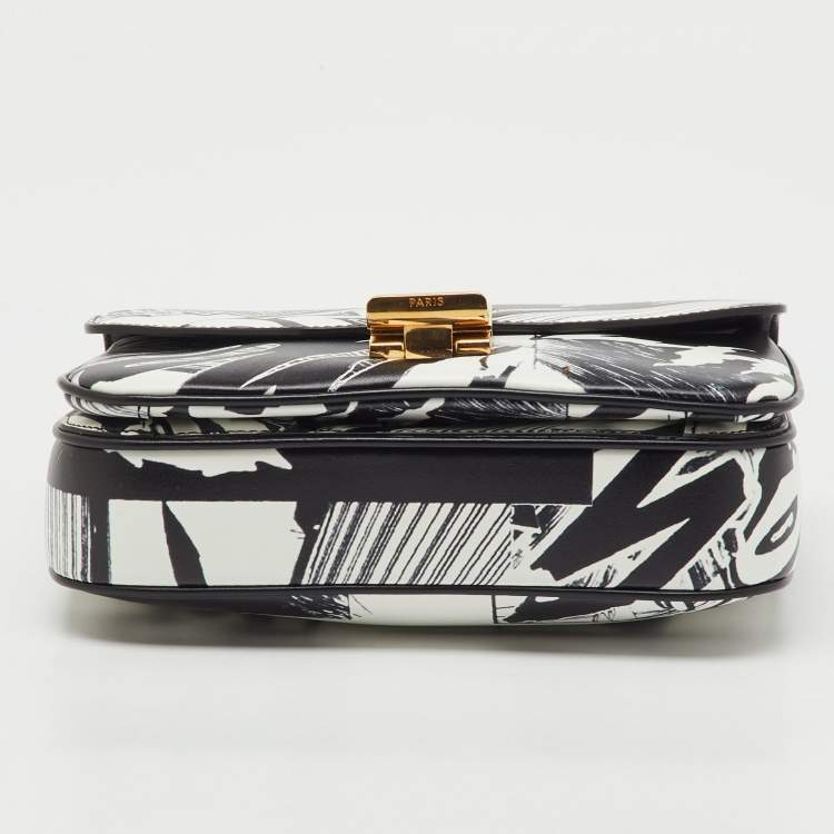 Pre Owned Celine x Christian Marclay Black Leather Zzhaa Print Small C Shoulder Bag