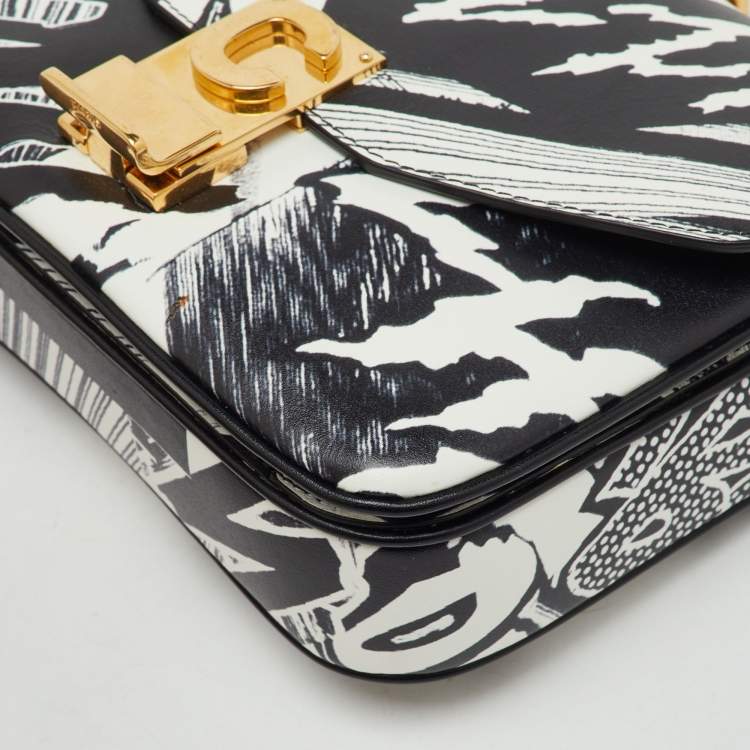 Pre Owned Celine x Christian Marclay Black Leather Zzhaa Print Small C Shoulder Bag