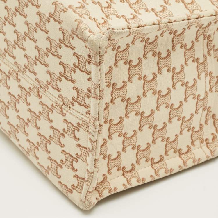 Pre Owned Celine Beige/Brown Triomphe Canvas Large Cabas Thais Tote