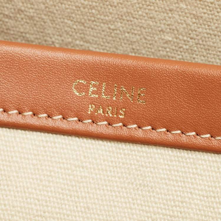 Pre Owned Celine Beige/Brown Triomphe Canvas Large Cabas Thais Tote