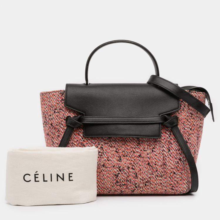 Pre Owned Celine Pink Micro Tweed Belt Satchel
