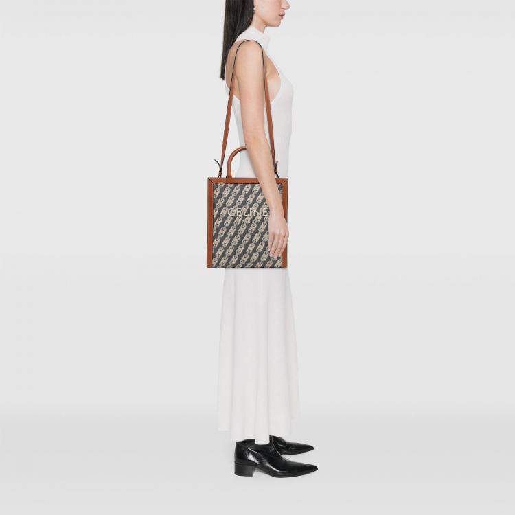 Pre Owned Celine Blue Small Triomphe Canvas Maillon Vertical Cabas Satchel