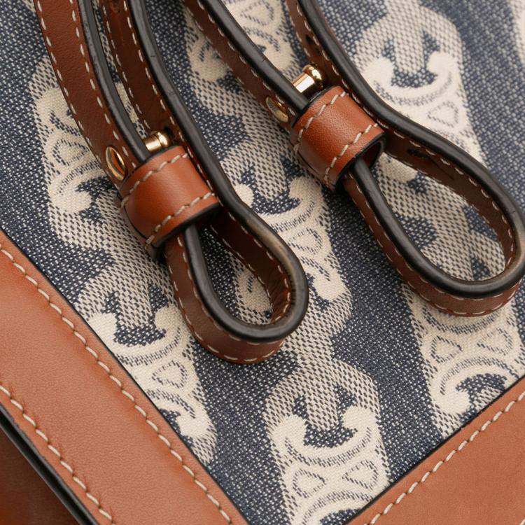 Pre Owned Celine Blue Small Triomphe Canvas Maillon Vertical Cabas Satchel