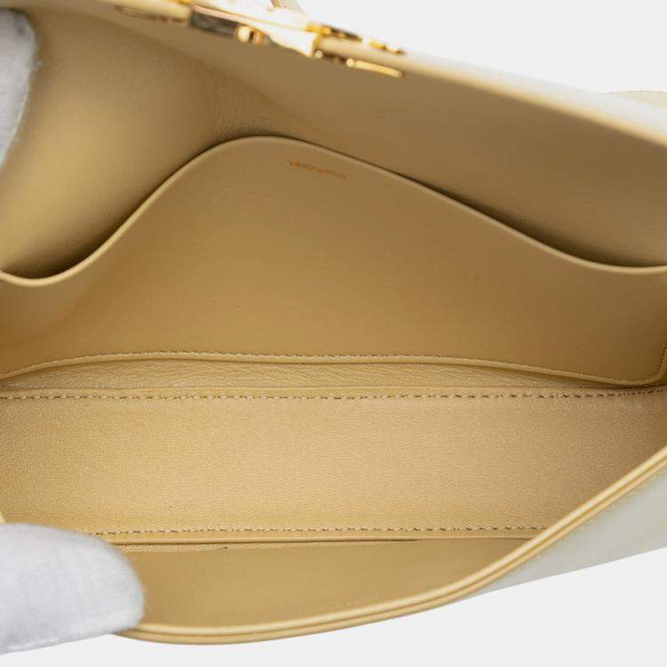 Pre Owned Celine Yellow Shiny Calfskin Claude Shoulder Bag