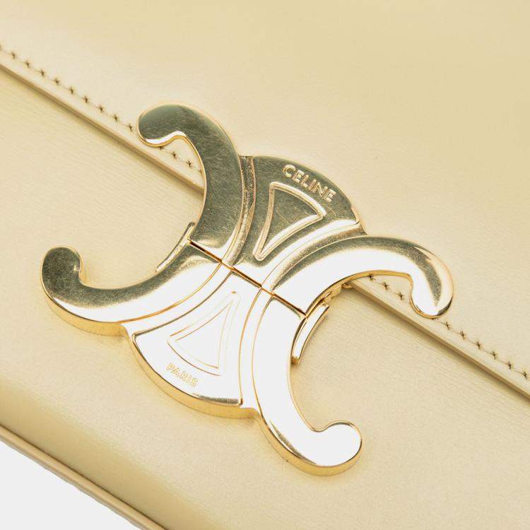 Pre Owned Celine Yellow Shiny Calfskin Claude Shoulder Bag