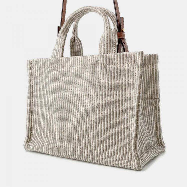 Pre Owned Celine Small Kabatais 2-Way Bag Gray/Brown Canvas Leather