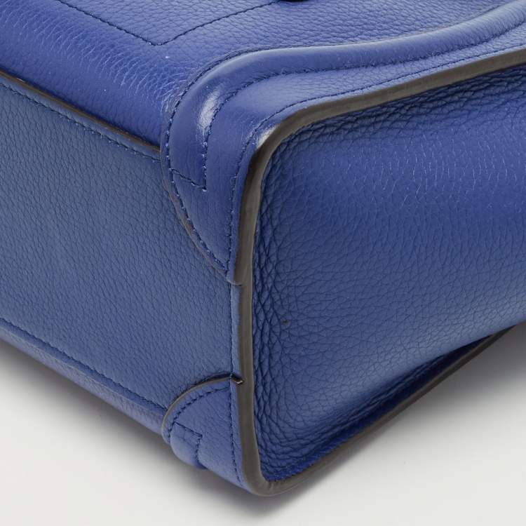 Pre Owned Celine Blue Leather Nano Luggage Tote