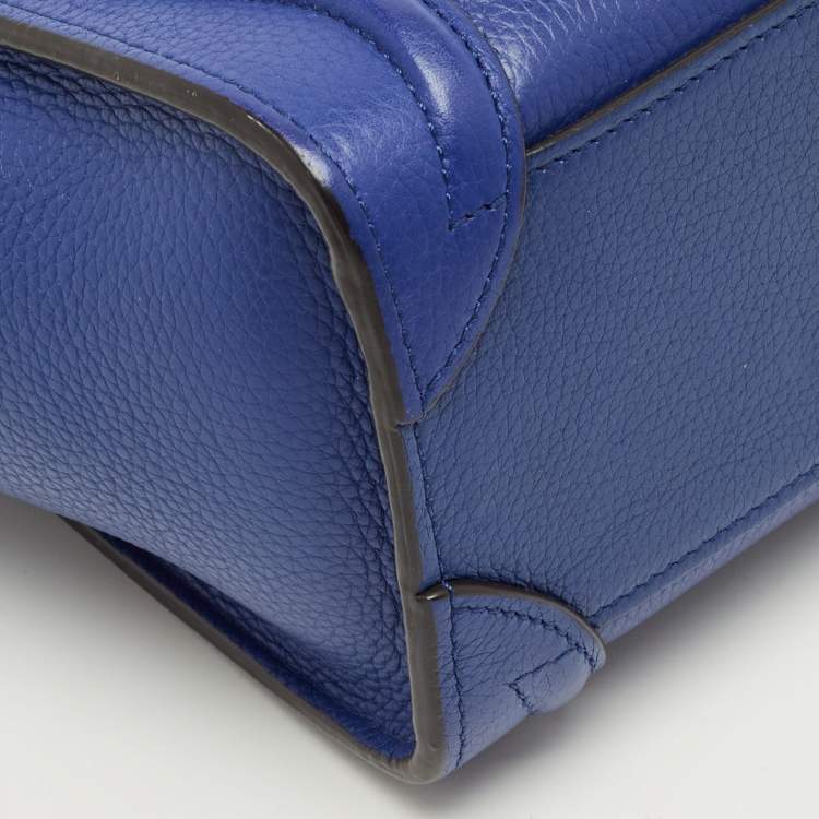 Pre Owned Celine Blue Leather Nano Luggage Tote