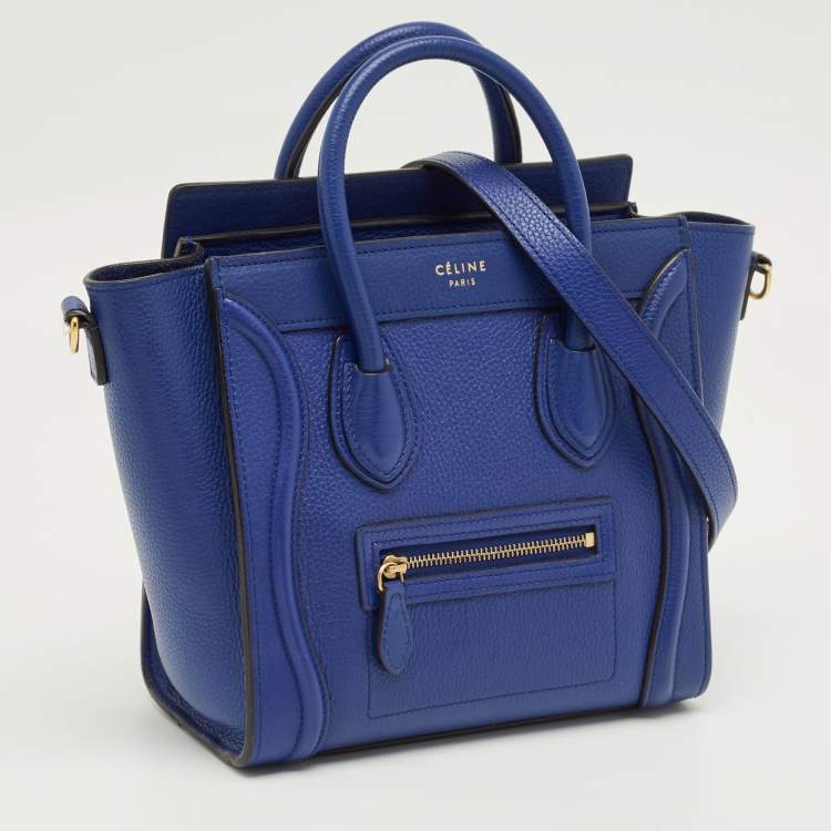 Pre Owned Celine Blue Leather Nano Luggage Tote