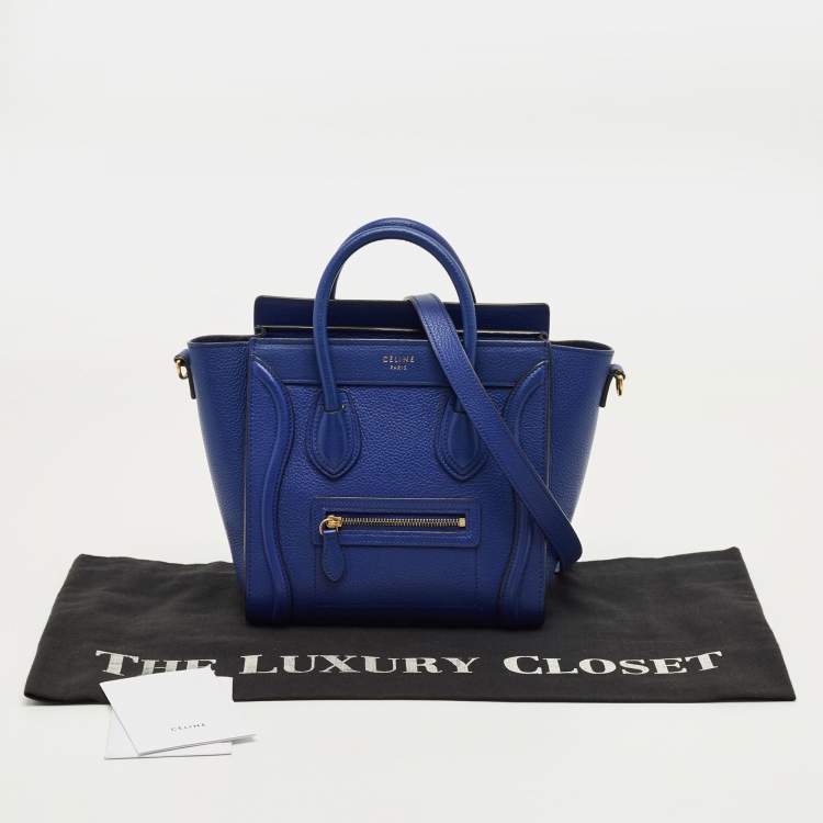 Pre Owned Celine Blue Leather Nano Luggage Tote