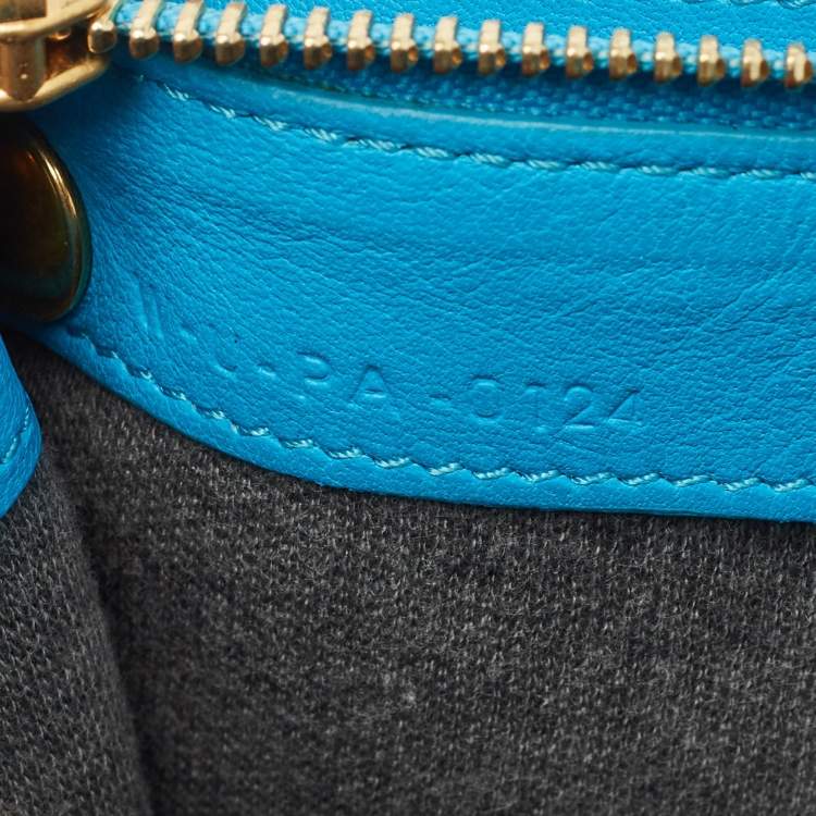 Pre Owned Celine Blue Leather Small Trio Crossbody Bag