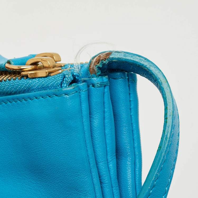 Pre Owned Celine Blue Leather Small Trio Crossbody Bag