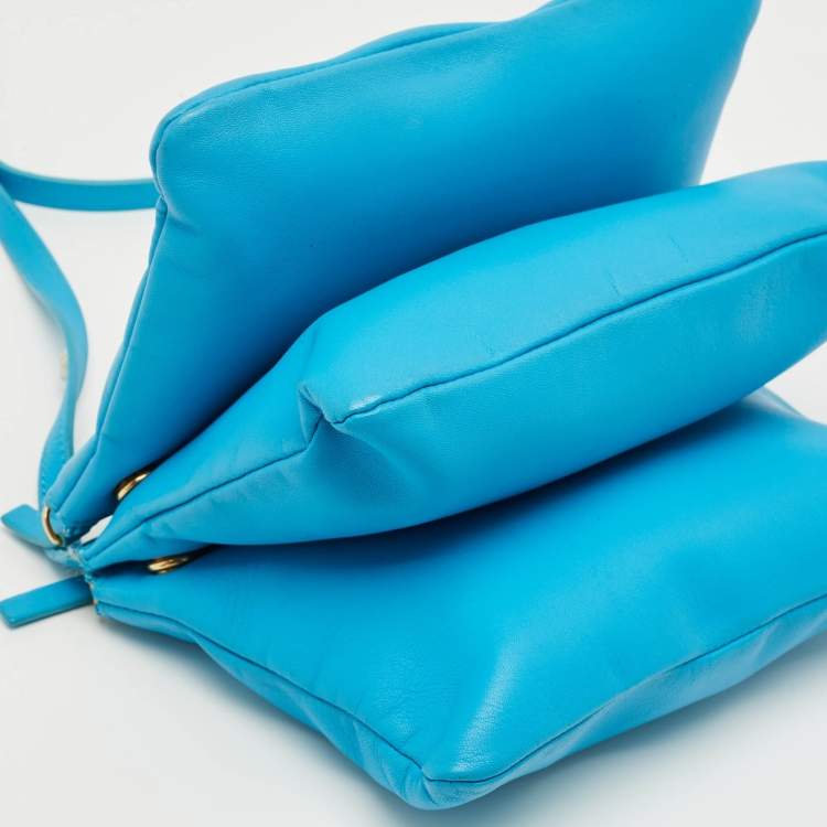 Pre Owned Celine Blue Leather Small Trio Crossbody Bag