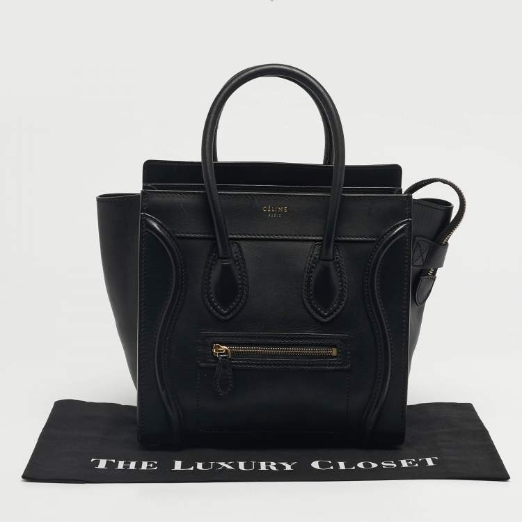 مملوكة م سبقًا Celine Black Leather Micro Luggage Tote