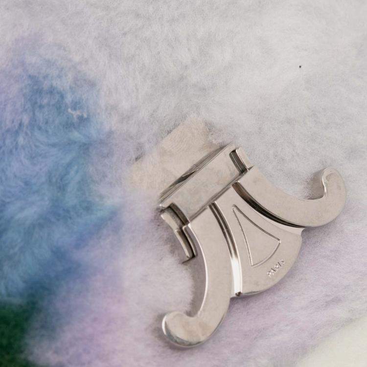 Pre Owned Celine Triomphe Chain Shearling Shoulder Bag