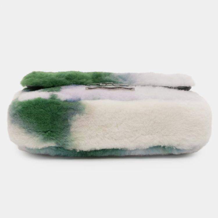 Pre Owned Celine Triomphe Chain Shearling Shoulder Bag