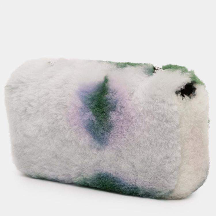 Pre Owned Celine Triomphe Chain Shearling Shoulder Bag