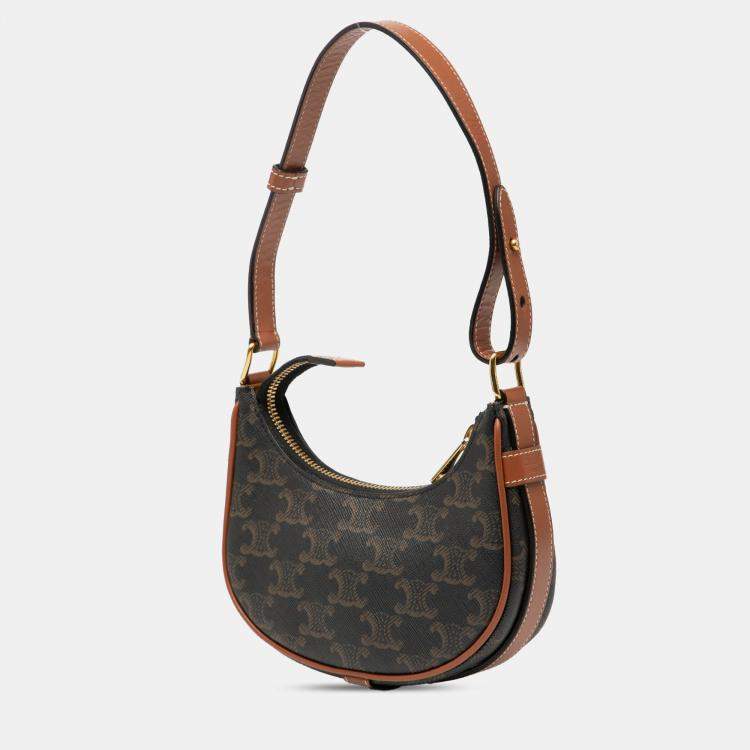 Pre Owned Celine Triomphe Ava Mini Coated Canvas Shoulder Bag