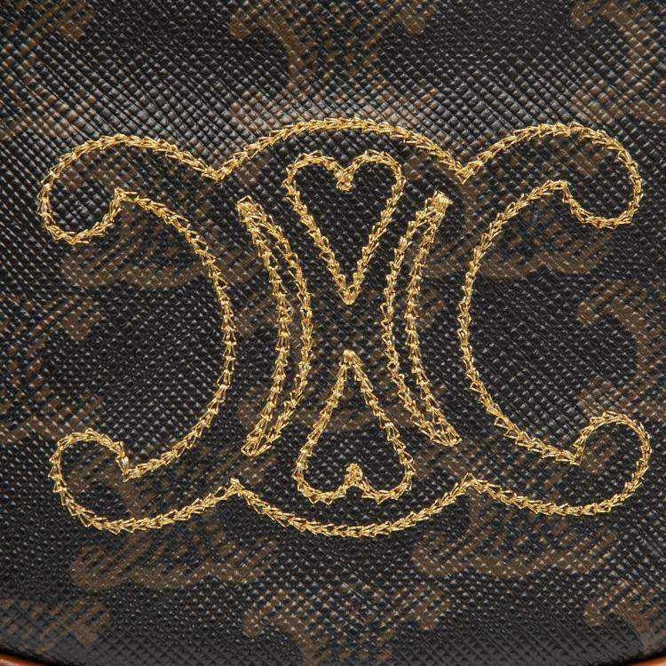 Pre Owned Celine Triomphe Ava Mini Coated Canvas Shoulder Bag