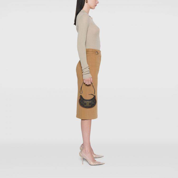 Pre Owned Celine Triomphe Ava Mini Coated Canvas Shoulder Bag