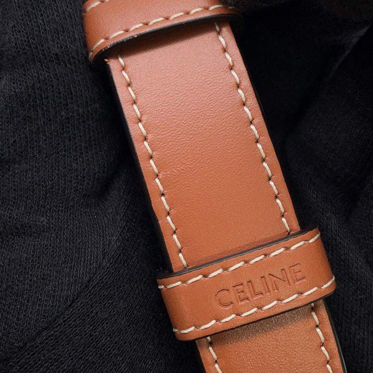 Pre Owned Celine Triomphe Vertical Travel Bag Black/Tan Pvc Leather