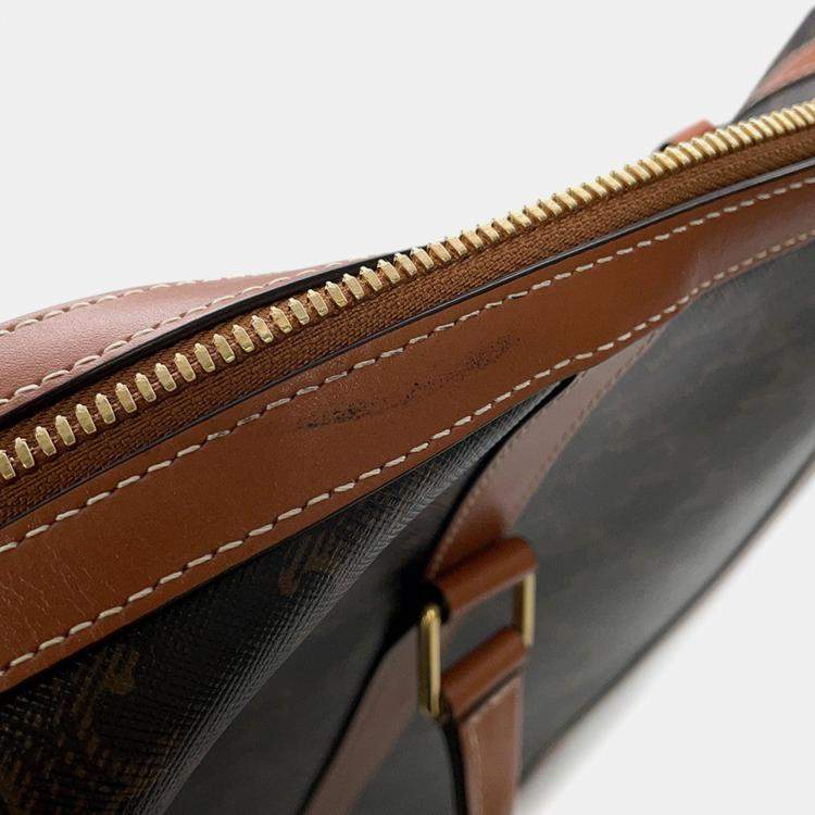 Pre Owned Celine Triomphe Vertical Travel Bag Black/Tan Pvc Leather