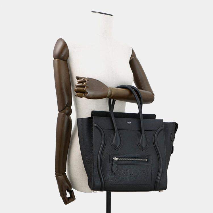 Pre Owned Celine Luggage Shopper Handbag Black Leather Size Micro